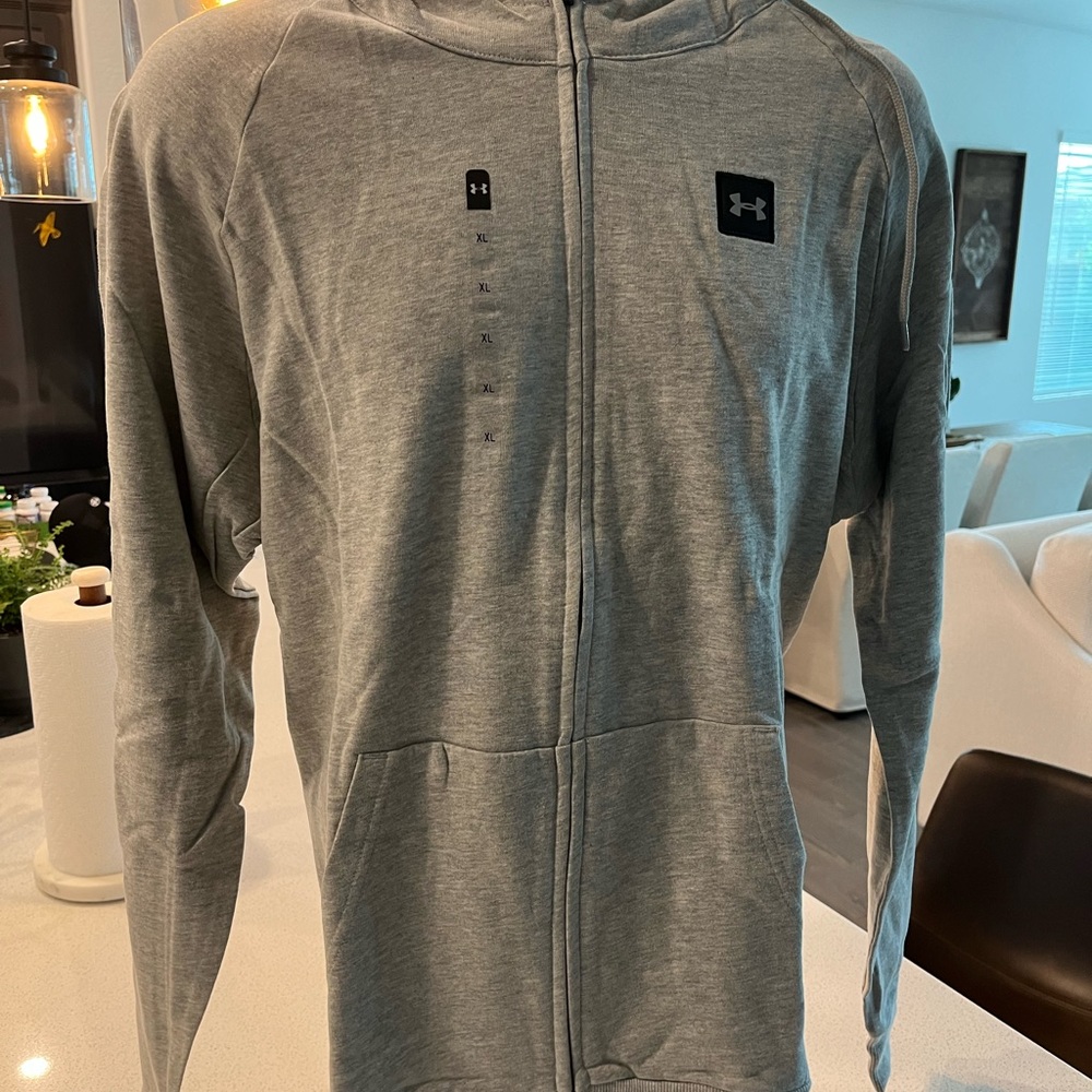 New Under Armour Men’s XL Extra Large Full Zip Hoodie Gray Loose Fit Cold Gear
